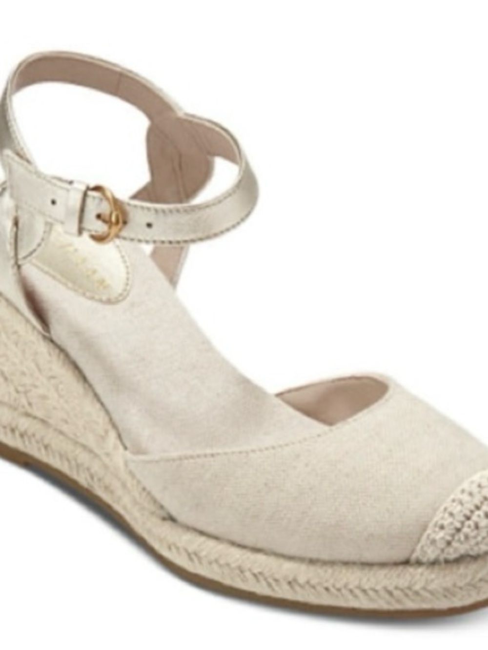 Cole Haan Cloudfeel Cream Espadrille II Wedge Sandals with Ankle Strap